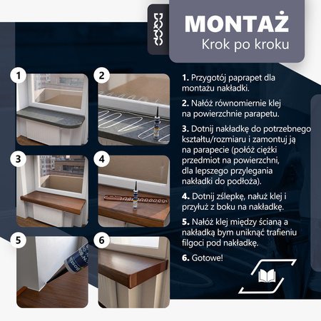 Nakładka Renowacyjna na stary parapet wewnętrzny Winchester Szerokość 38cm