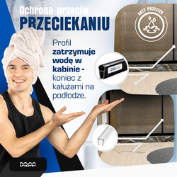 Uszczelka MAGNETYCZNA Czarna UM03 do Kabin Prysznicowych do SZYB 4mm 6mm