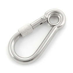 Karabińczyk z Kauszą z Zabezpieczeniem NIERDZEWNY Kwasoodporny 50mm 5mm