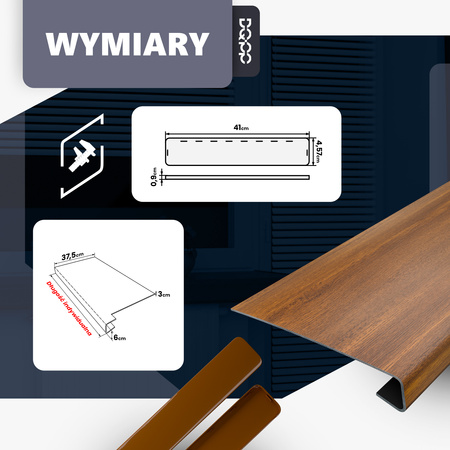 Nakładka Renowacyjna na stary parapet wewnętrzny Winchester Szerokość 38cm