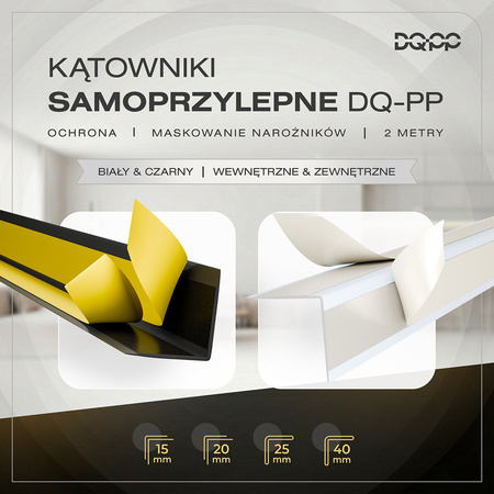 Kątownik PCV Samoprzylepny Zewnętrzny Narożnik 40x40mm BIAŁY 2m