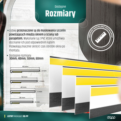 Listwa Maskująca PCV ANTRACYT Płaskownik do Okien Okna 40mm