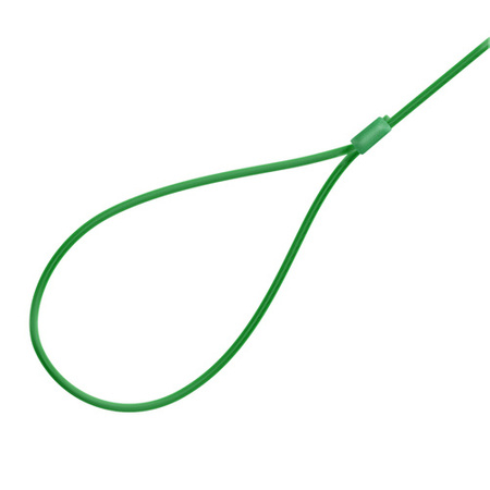 Linka Stalowa w PCV ZIELONA z Pętlami Pętelkami Lina z Okiem Oczkami Pętlica 1,6/3mm 1x7