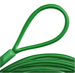 Linka Stalowa w PCV ZIELONA z Pętlami Pętelkami Lina z Okiem Oczkami Pętlica 1/2mm 1x7