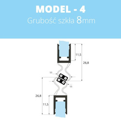 Uszczelka magnetyczna do kabin prysznicowych do szyb 6mm - 8mm MODEL 4