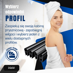 Uszczelka MAGNETYCZNA Czarna UM02 do Kabin Prysznicowych do SZYB 6mm 8mm