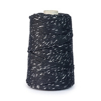 Sznurek Bawełniany Makrama 3mm 200m CZARNY + SREBRNA NITKA NIĆ