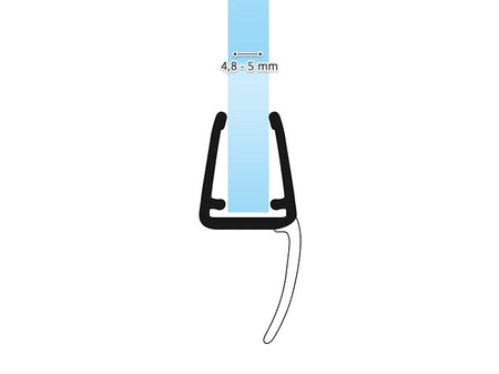 Uszczelka Kabiny Prysznicowej do Kabin Prysznicowych do Szyb 4,8mm-5mm UK25-05 0,1m - 2,0m