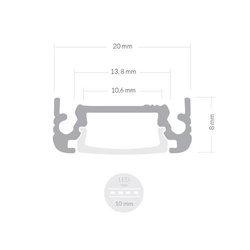 Profil ALU LED SURFACE 1m - 2m + Klosz Mleczny