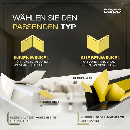 Kątownik PCV Samoprzylepny Wewnętrzny Narożnik 15x15mm BIAŁY 2m