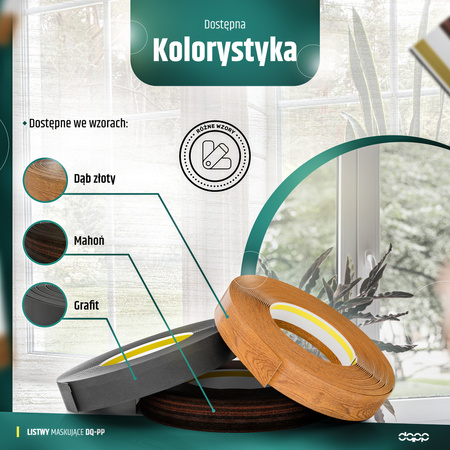 Listwa Maskująca PCV ANTRACYT Płaskownik do Okien Okna 40mm