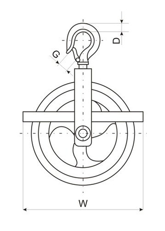 Zblocze Hakowe z Hakiem Bloczek Budowlany do Lin Linowy 125mm