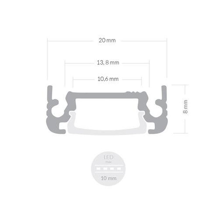 Profil ALU LED SURFACE 1m - 2m + Klosz Mleczny