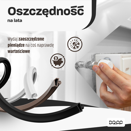 Uszczelka KD-14 12x5mm TPS BRĄZOWA do Drzwi Zewnętrznych i Wewnętrznych - do Drzwi Drewnianych Ościeżnic i Futryn