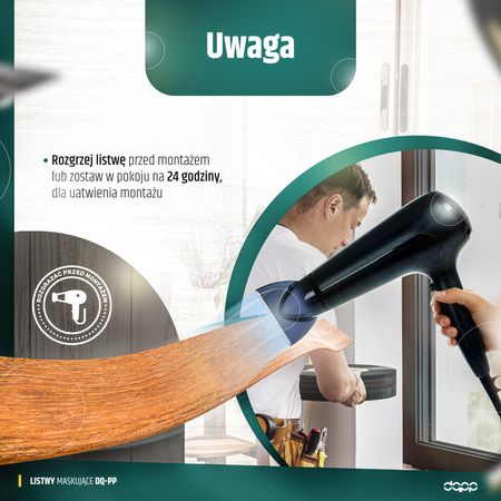 Listwa Maskująca PCV ANTRACYT Płaskownik do Okien Okna 30mm