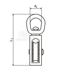 Bloczek do Lin Linowy Niklowany z Krętlikiem POJEDYNCZY 3/4''