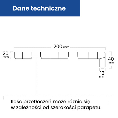 Parapet Wewnętrzny Komorowy PCV DĄB SKANDYNAWSKI Szerokość 20cm + zaślepki GRATIS