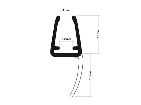 Uszczelka Kabiny Prysznicowej do Kabin Prysznicowych do Szyb 4,8mm-5mm UK25-05 0,1m - 2,0m