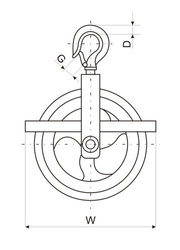 Zblocze Hakowe z Hakiem Bloczek Budowlany do Lin Linowy 125mm
