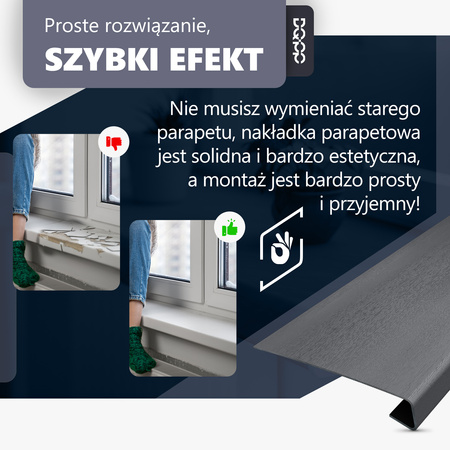 Nakładka Renowacyjna na stary parapet wewnętrzny Winchester Szerokość 38cm