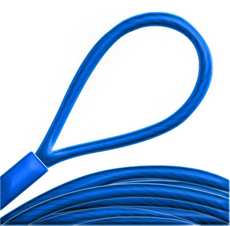 Linka Stalowa w PCV NIEBIESKA z Pętlami Pętelkami Lina z Okiem Oczkami Pętlica 1,6/3mm 1x7