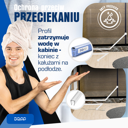 Uszczelka MAGNETYCZNA UM03 do Kabin Prysznicowych do SZYB 4mm 5mm 6mm