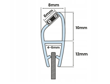 Uszczelka MAGNETYCZNA UM01 do Kabin Prysznicowych do SZYB 4mm 5mm 6mm