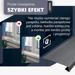 Nakładka Renowacyjna na stary parapet wewnętrzny Marmur Szerokość 38cm