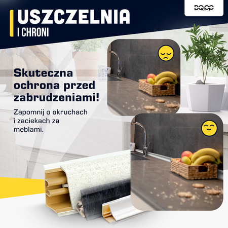 Listwa Przyblatowa Blatowa do Blatu Kuchenna PCV PVC 37mm ALUMINIUM SATYNA + wkręty GRATIS!