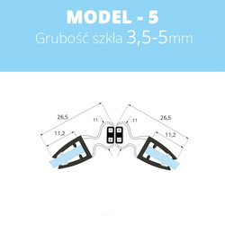 Uszczelka magnetyczna do kabin prysznicowych do szyb 3,5mm - 5mm MODEL 5