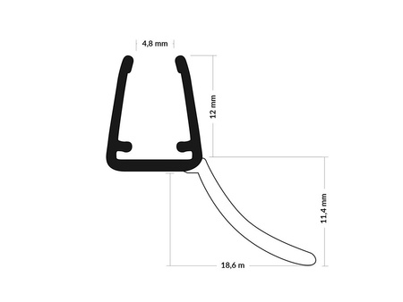 Uszczelka Kabiny Prysznicowej do Kabin Prysznicowych do Szyb 6mm-8mm UK12 0,1m - 2,0m