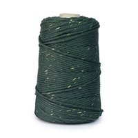 Sznurek Bawełniany Makrama 3mm 200m ZIELONY + ZŁOTA NITKA NIĆ