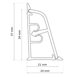 Listwa Przyblatowa Blatowa do Blatu Kuchenna PCV PVC 37mm DĄB GRAFIT + wkręty GRATIS!